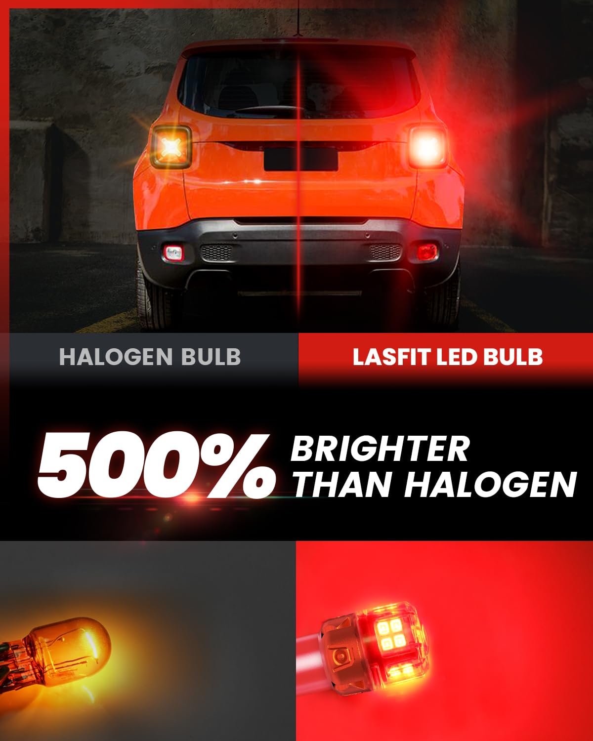 LASFIT 1156 red LED bulb offers plug-and-play compatibility with common socket types.