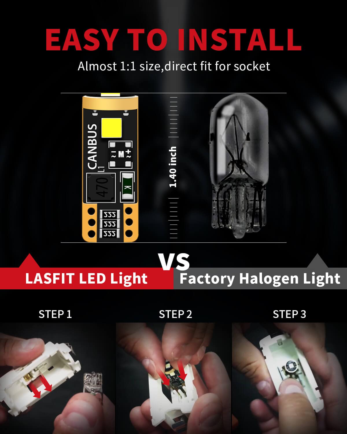 LASFIT 194 LED bulb installed in door light for easy entry.