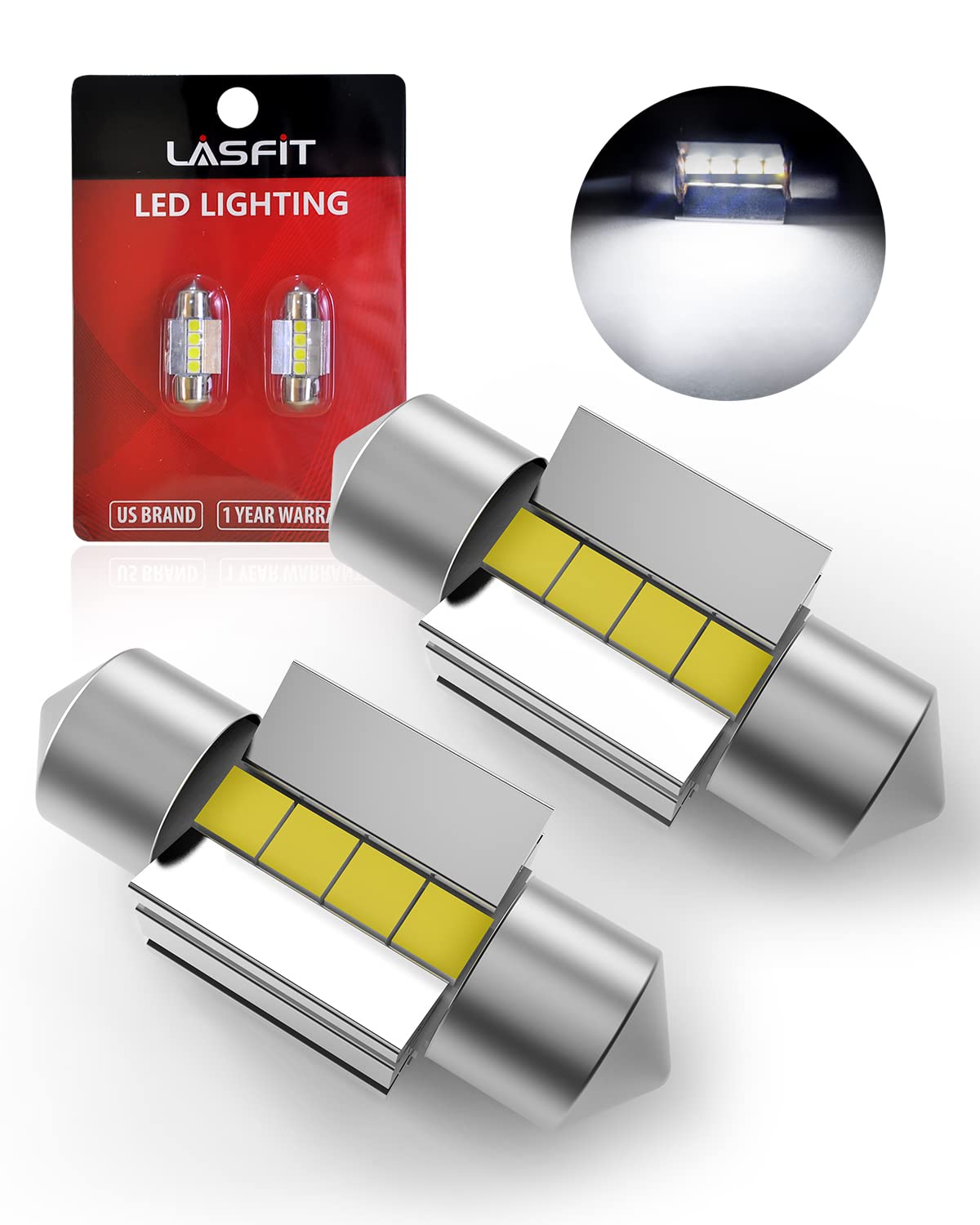 LASFIT 31mm festoon bulb in dome light for bright interior visibility
