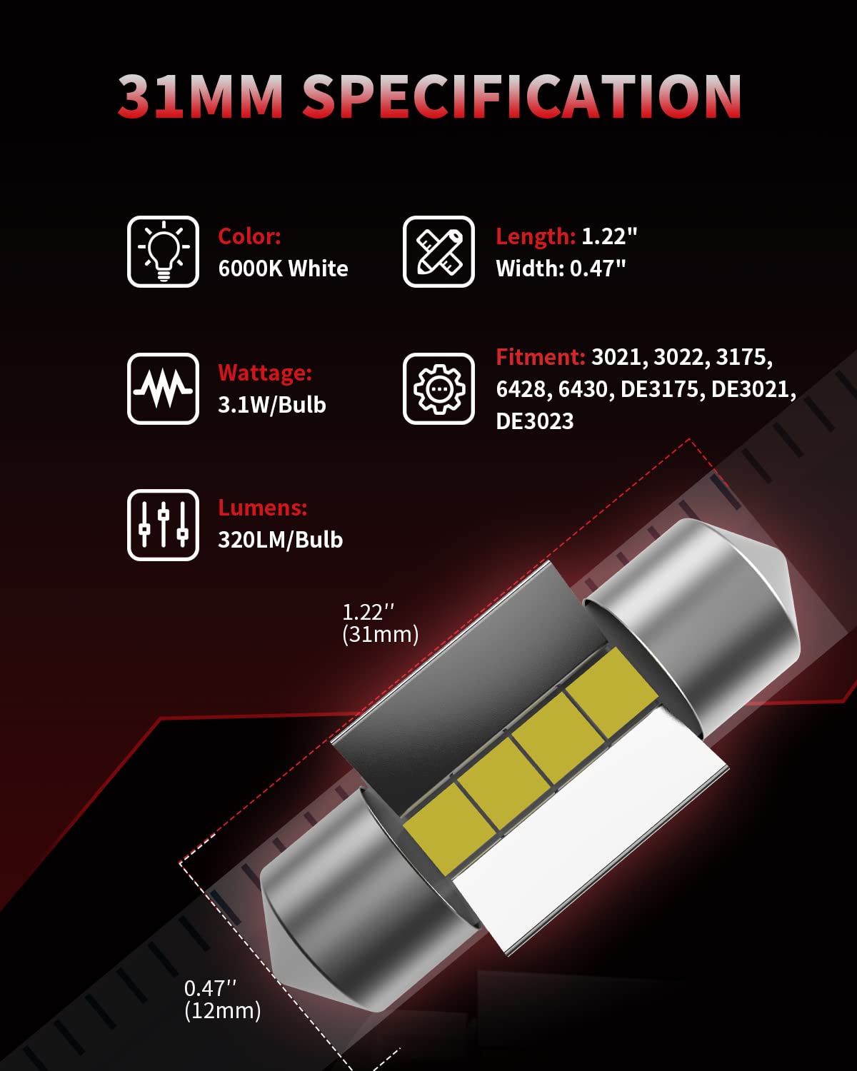 LASFIT 31mm bulb for vanity mirror light delivers crisp reflections