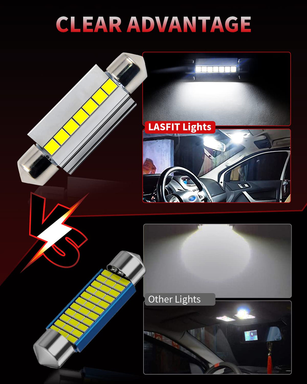 LASFIT 42mm festoon glove box light aiding quick item search in dim storage