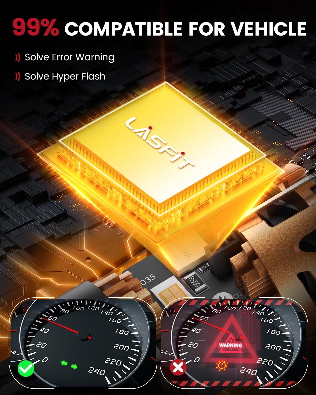LASFIT amber LEDs rear signal for enhanced visibility and signaling