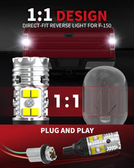 LASFIT 921 LED reverse bulb provides 360-degree rear light, reducing blind spots while backing up.