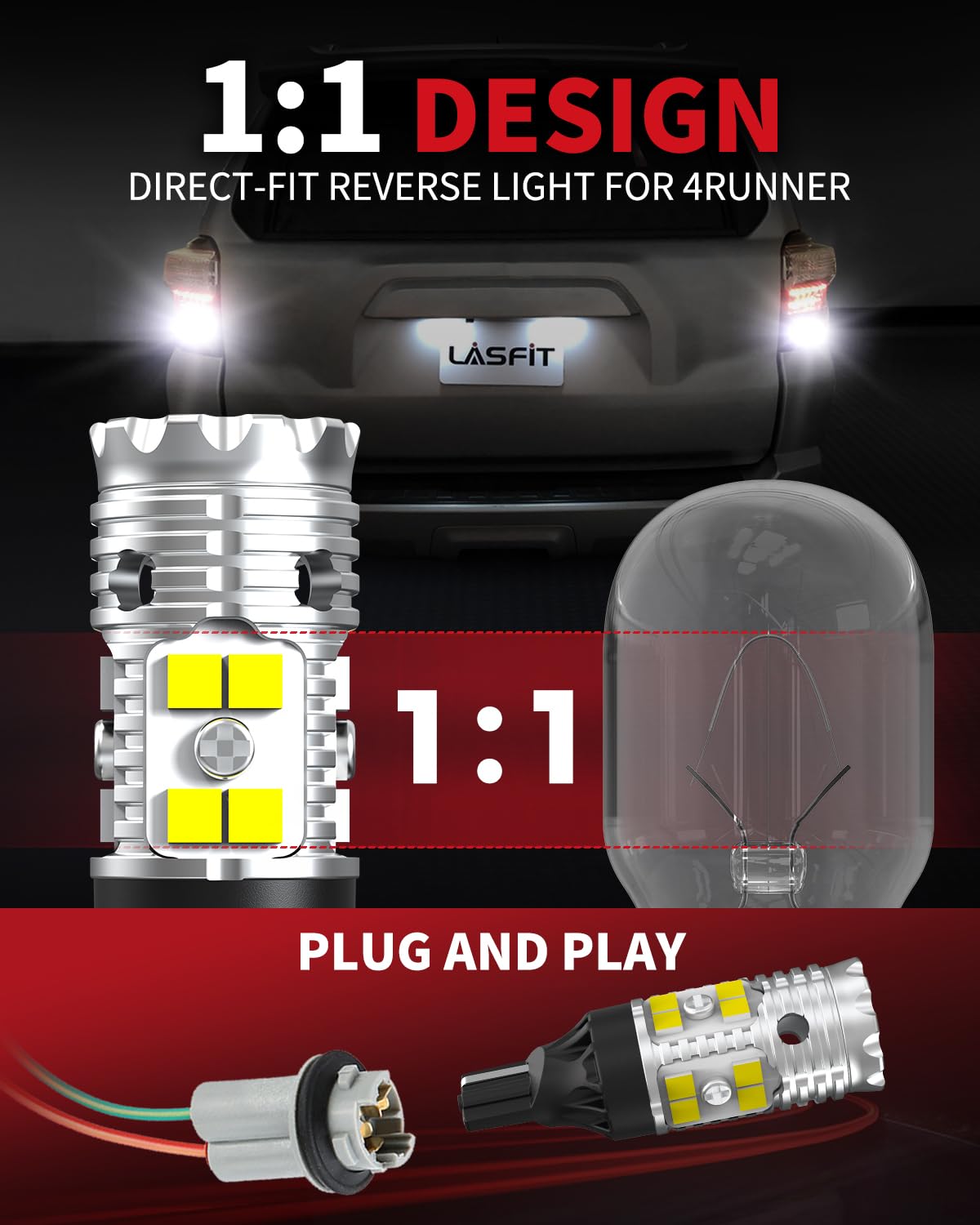 LASFIT 921 LED reverse bulb with aluminum body improving heat dissipation
