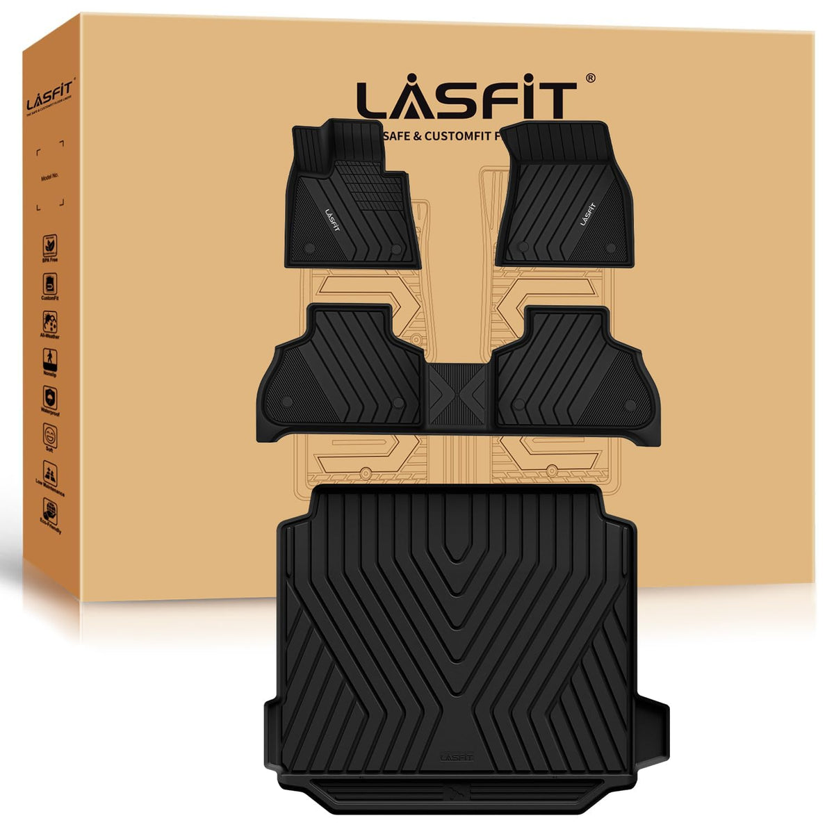 LASFIT BMW X5 front floor mats in black for a precise fit and protection