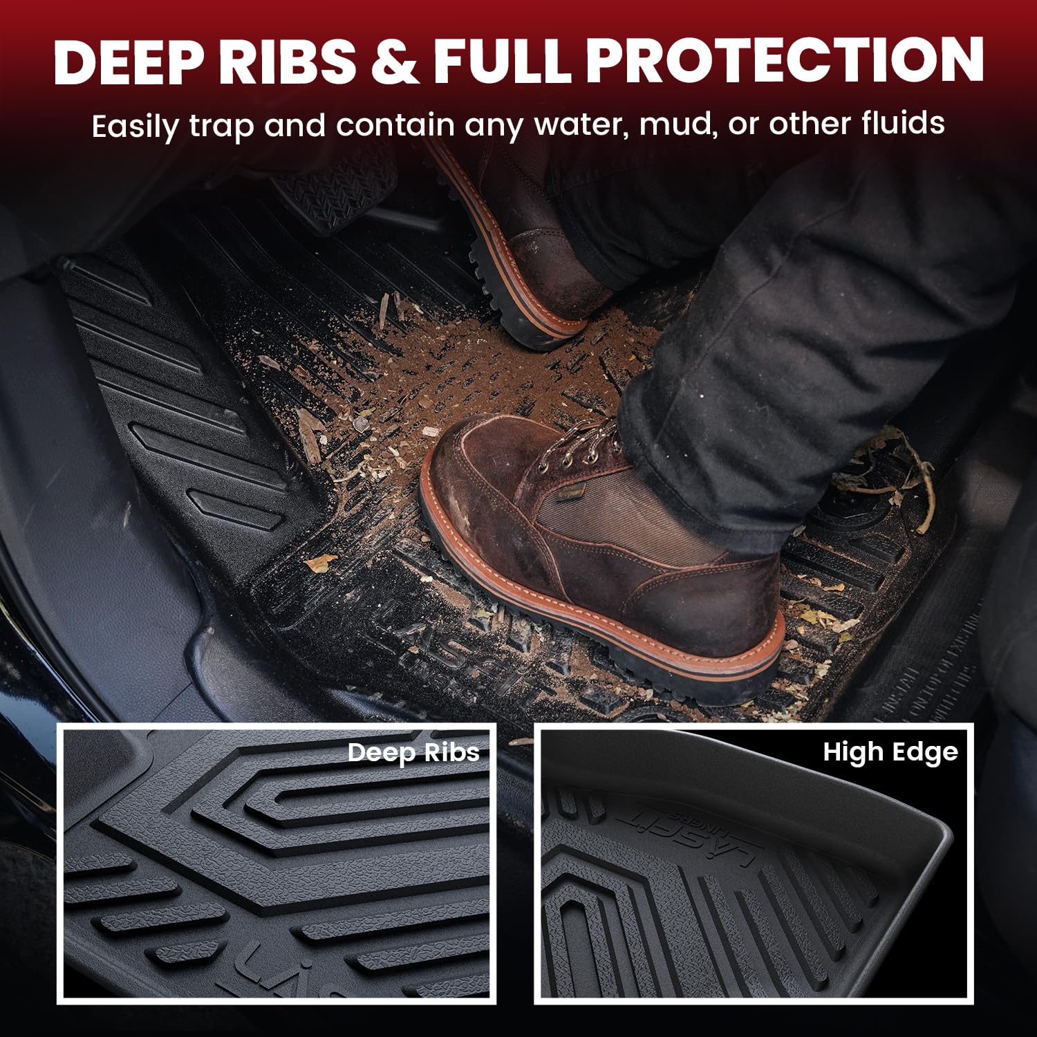 LASFIT cargo mat for VW Atlas guards trunk with durable edge protection