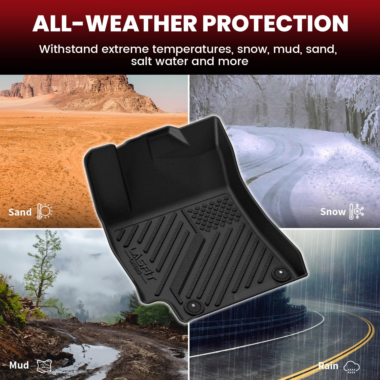 LASFIT all-weather protection shields Elantra from mud, snow, rain, and sand.