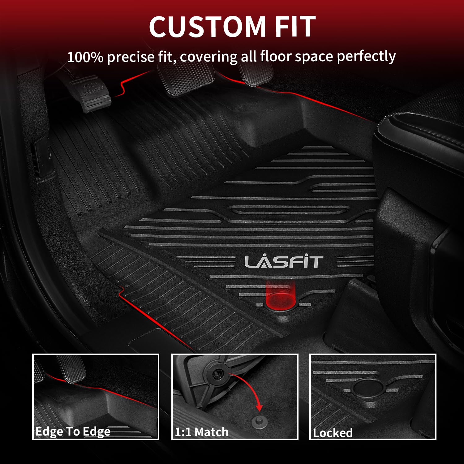LASFIT all-weather mats in action resist snow, mud, rain.