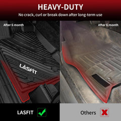 LASFIT all-weather TPE mats resist wear and clean quickly.