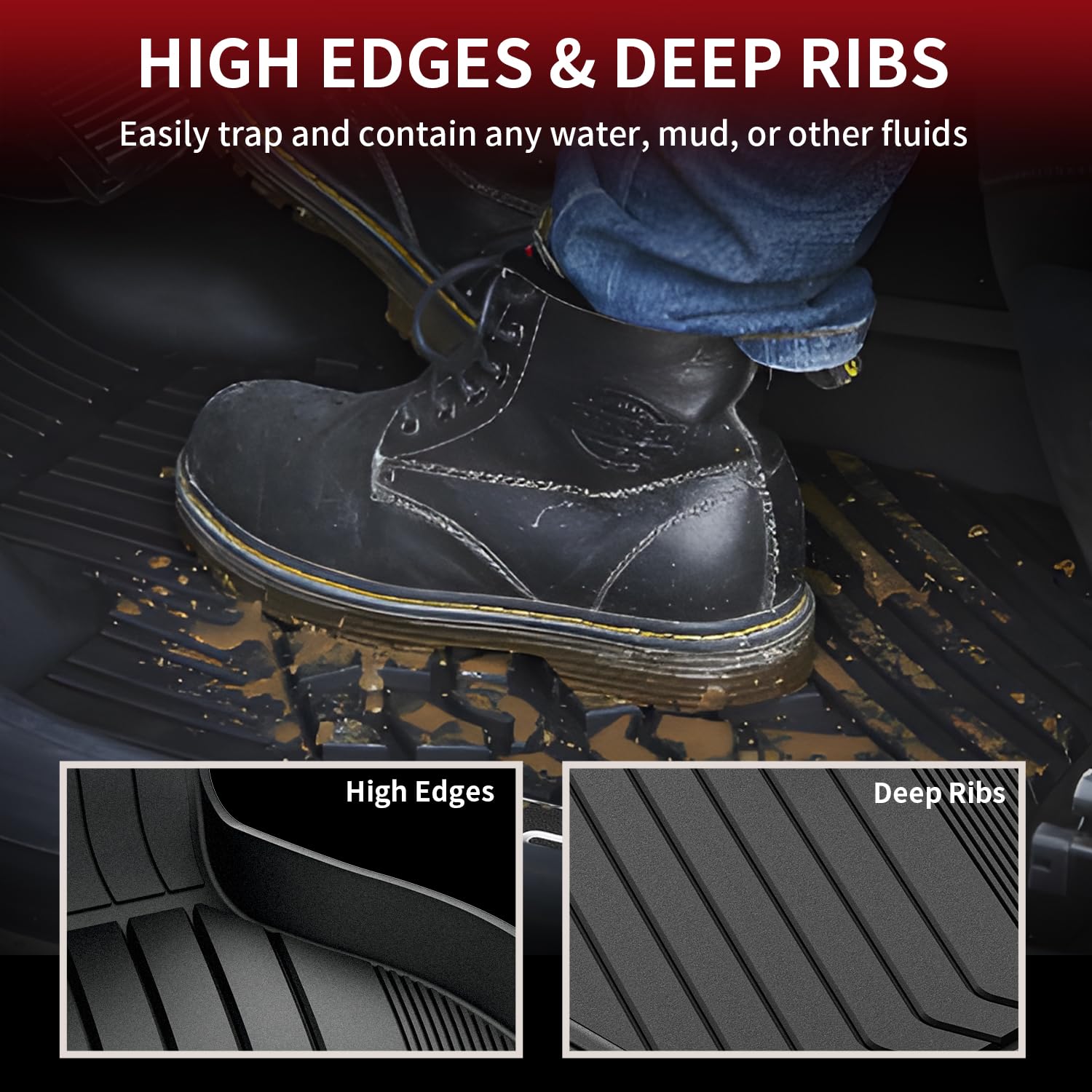 LASFIT raised edges guard against spills at the vehicle floor
