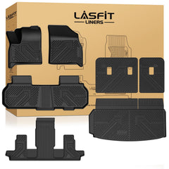 LASFIT floor mats and cargo liner installed in Chevy Traverse 2024–2026 for seven-seat configuration