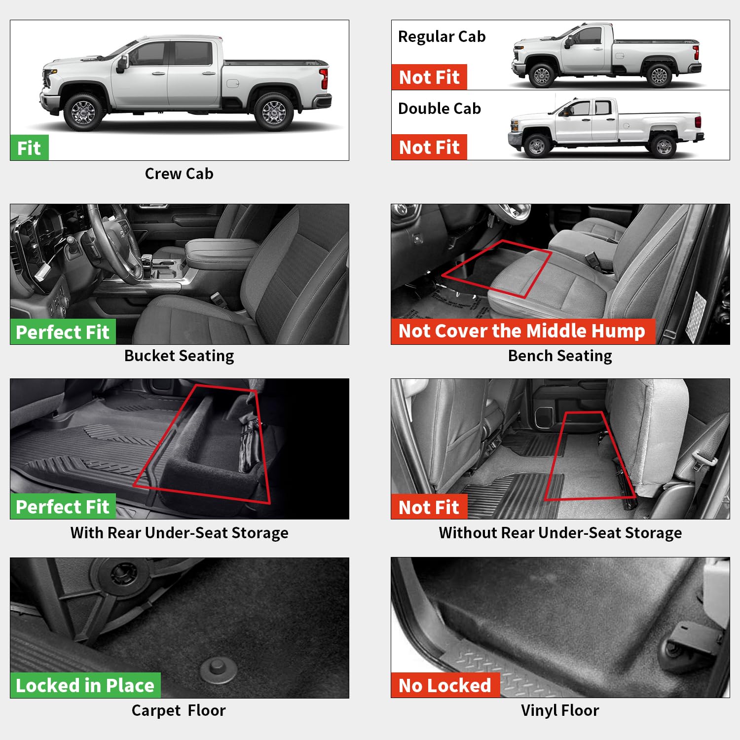 LASFIT custom-fit floor mats for crew cab 2019-2026