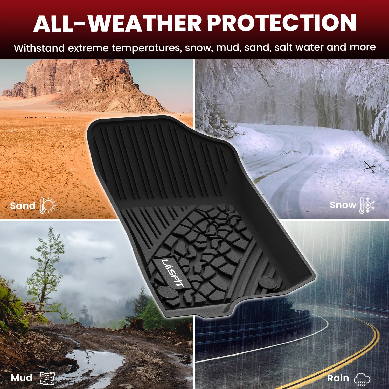 LASFIT all-weather floor mats are easy to clean and quick-drying