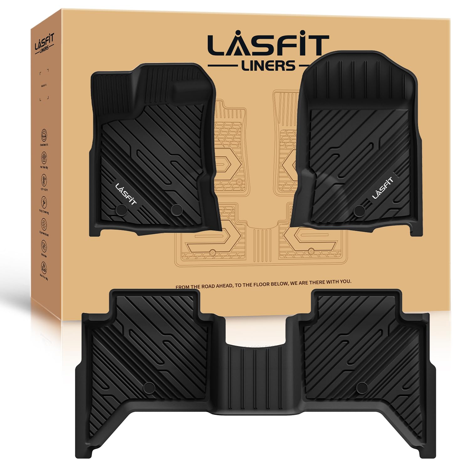 LASFIT Ford Ranger Front Row floor mats provide precise fit and all-weather protection.
