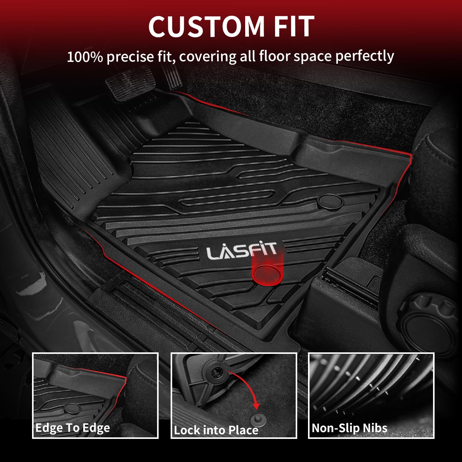 LASFIT Ford Ranger Rear Row floor mats shield rear footwell from dirt and moisture.