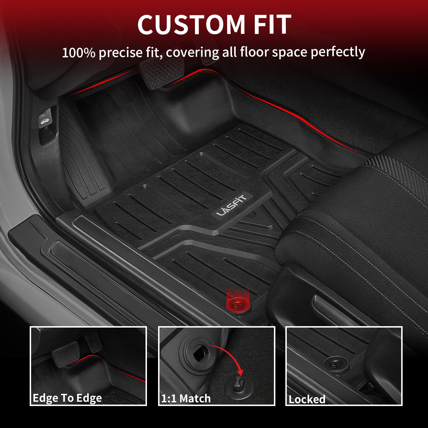 LASFIT Honda Civic coupe edge-lip mats keep spills contained