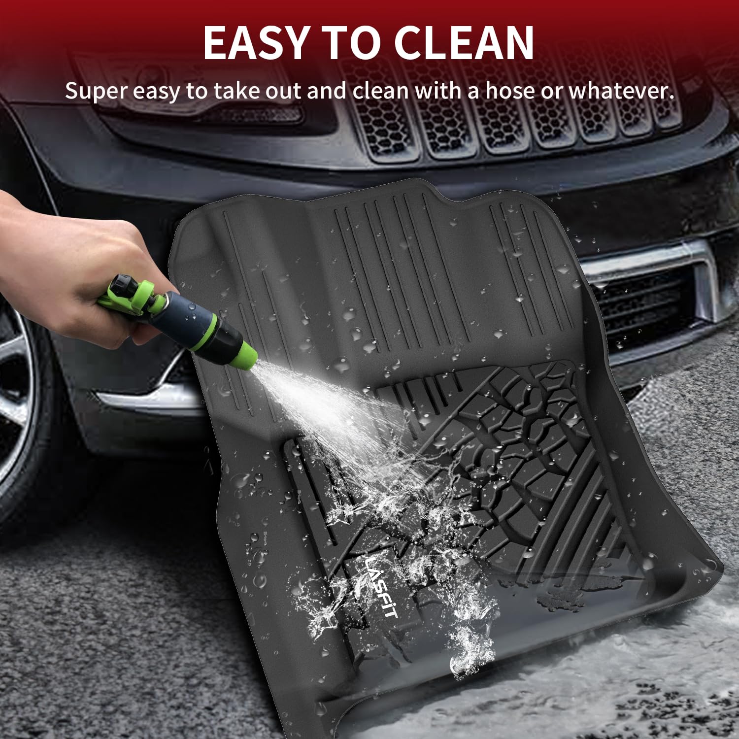 LASFIT elastic TPE material delivers soft touch and durable protection for Grand Cherokee.