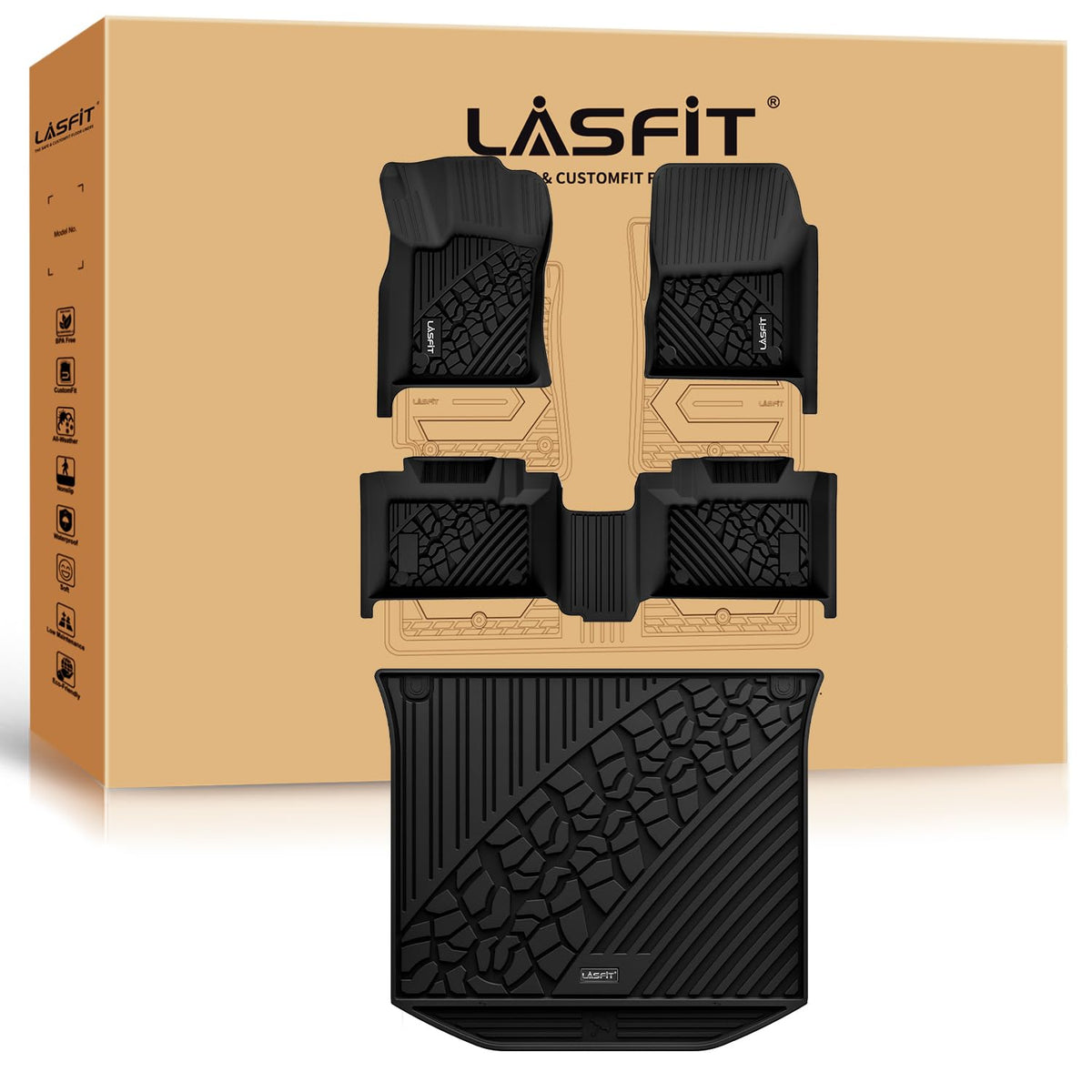 LASFIT floor mats for Jeep Grand Cherokee – front passenger area protection with edge-to-edge design.