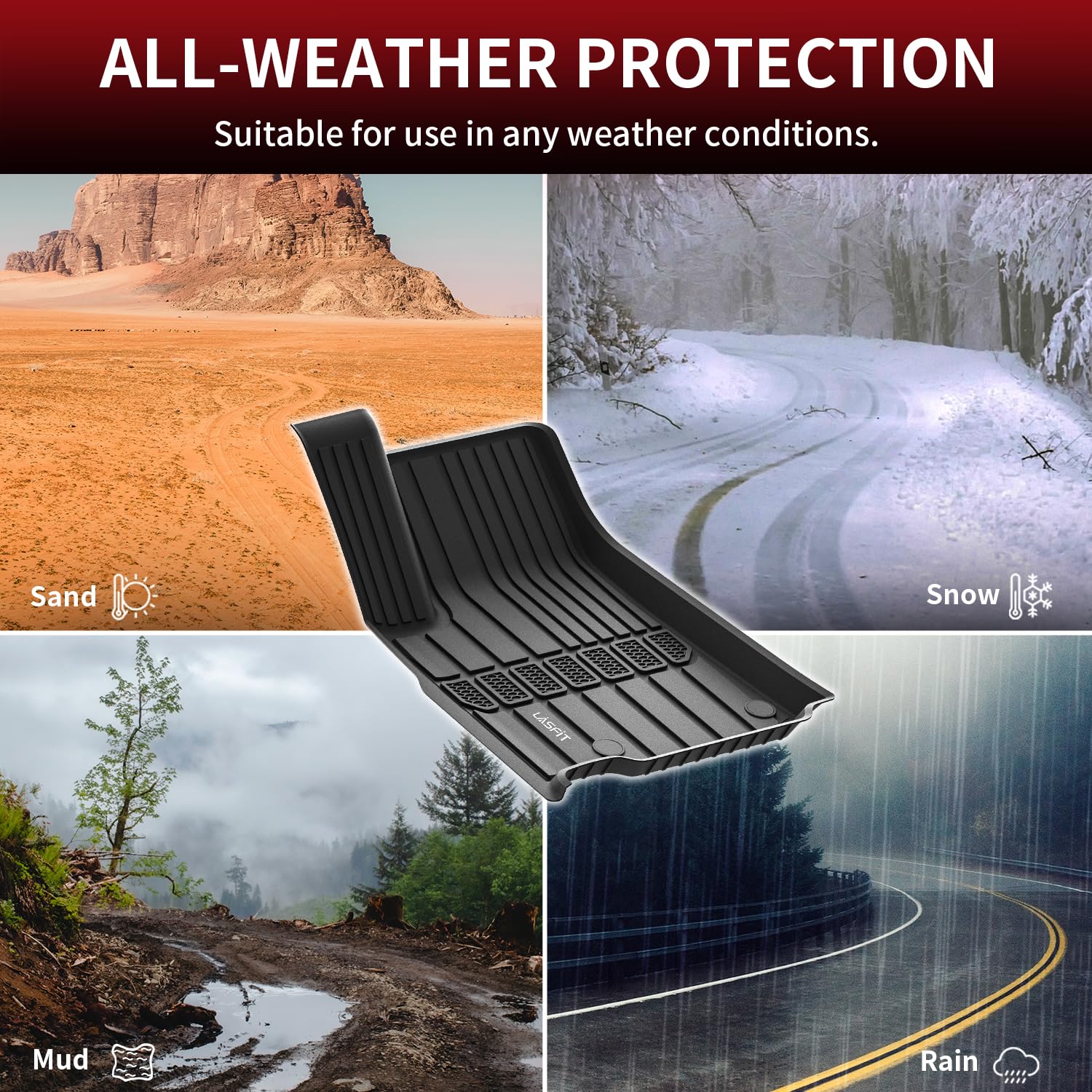 LASFIT 6-seat design floor mats provide precise fit for Jeep Grand Cherokee L.