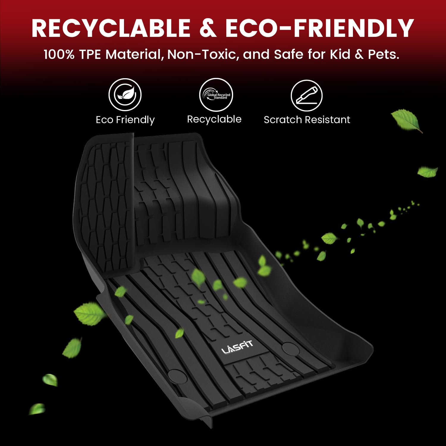 LASFIT all-weather floor mats clean up quickly after daily wear.