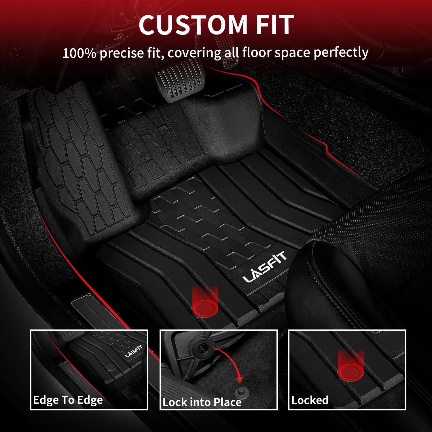 LASFIT Lincoln Continental second-row left mat cushions passengers with durable protection.