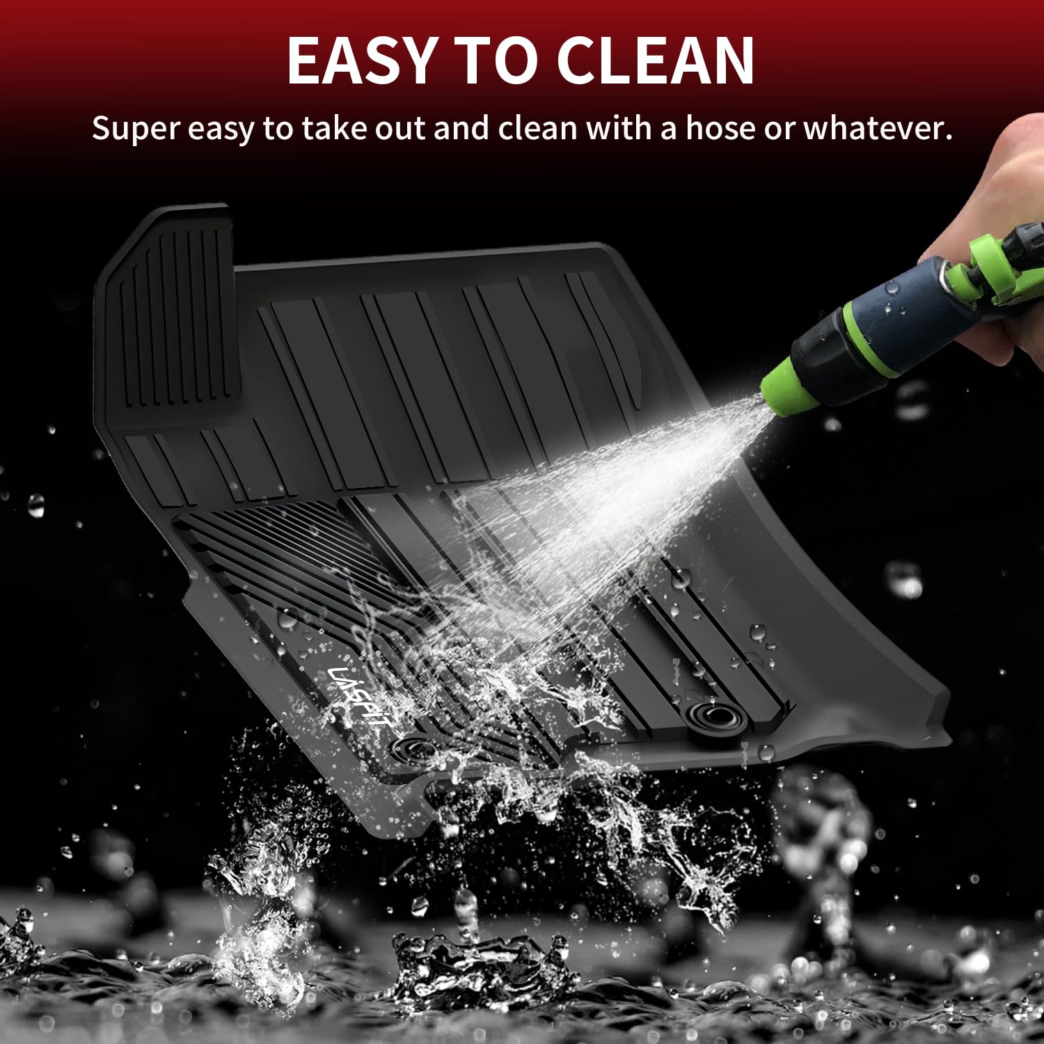 LASFIT raised-edge design helps contain spills and keeps carpet protected.