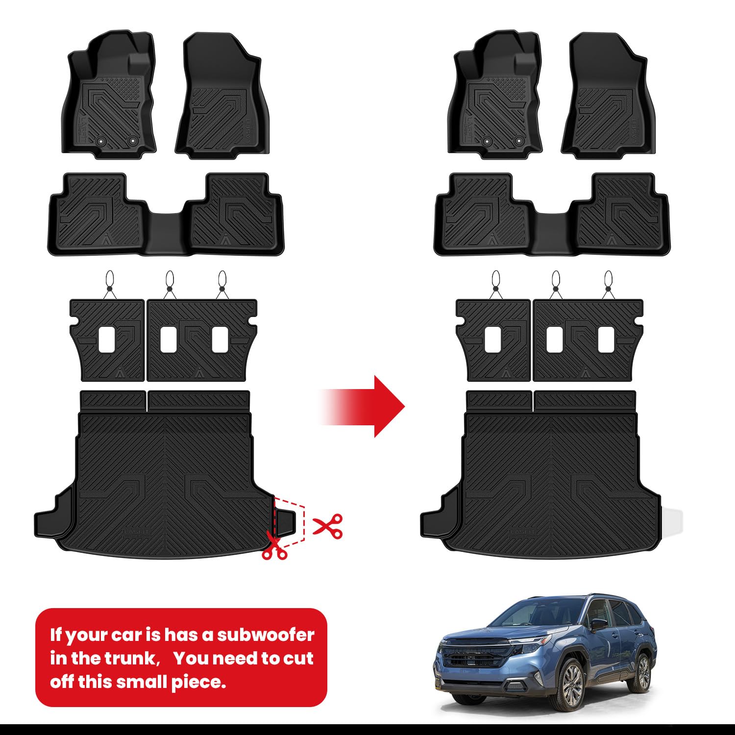 LASFIT Forester floor mats – second row protection against dirt