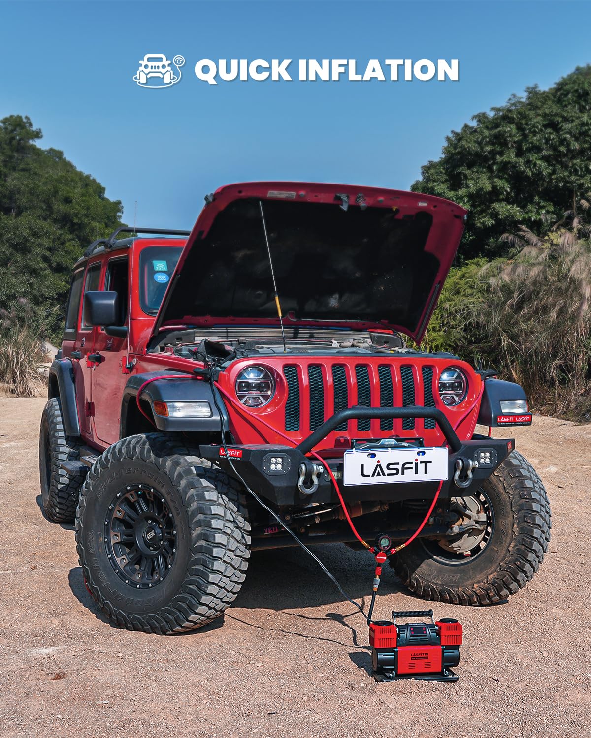 Lasfit H4 four-tire system on a 200-inch wheelbase demonstrates universal fit for many vehicles.