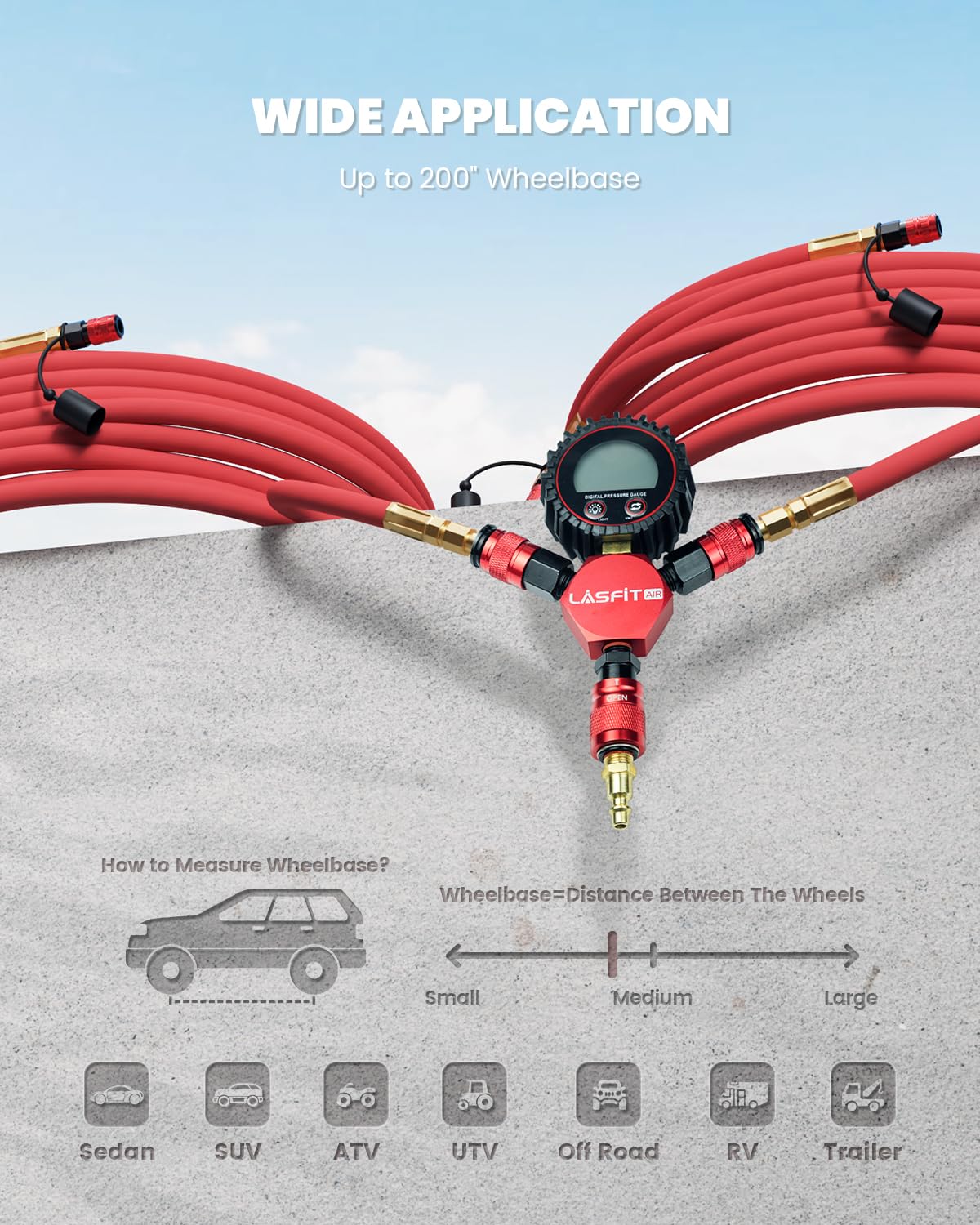 Lasfit H4 system with sturdy connectors and warranty information conveys reliability and support.