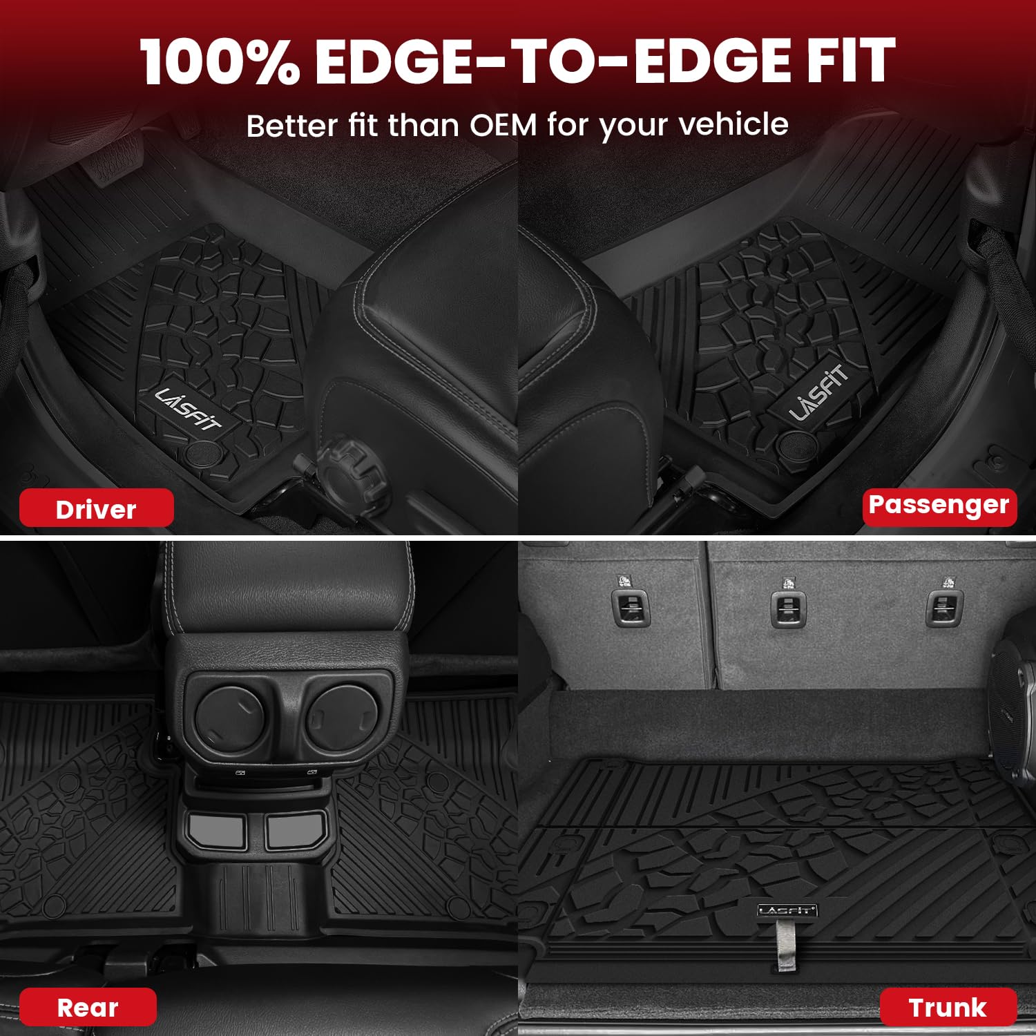 LASFIT Jeep Wrangler 4xe floor mat full-coverage design shields interior