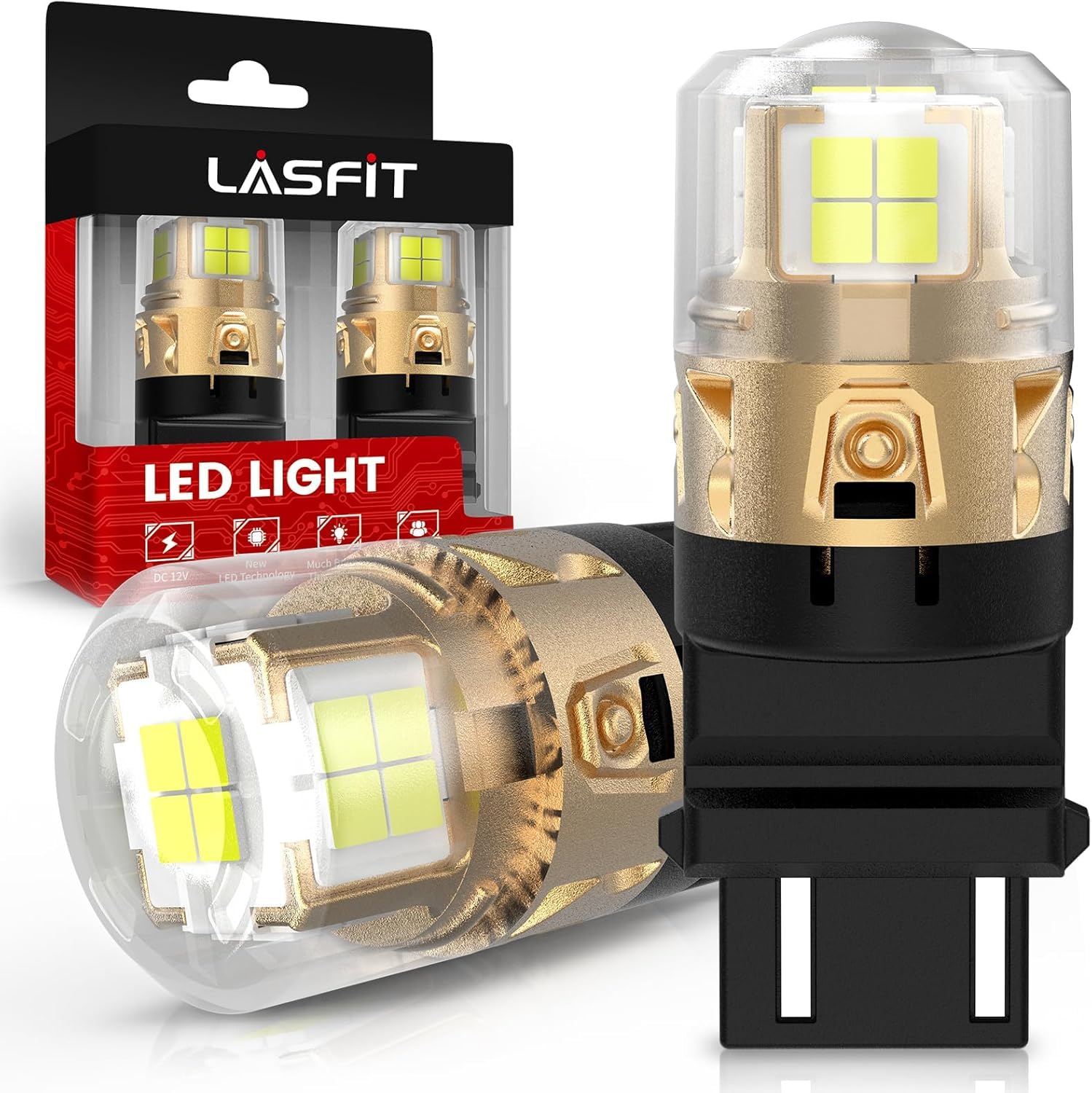 LASFIT L2 3157 reverse light bulb delivers brighter visibility for safer backing.