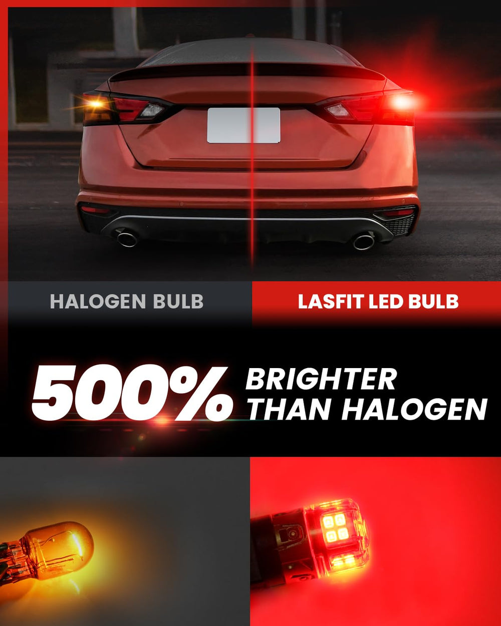 LASFIT L2 provides 360-degree illumination for wider rear visibility on dark roads.