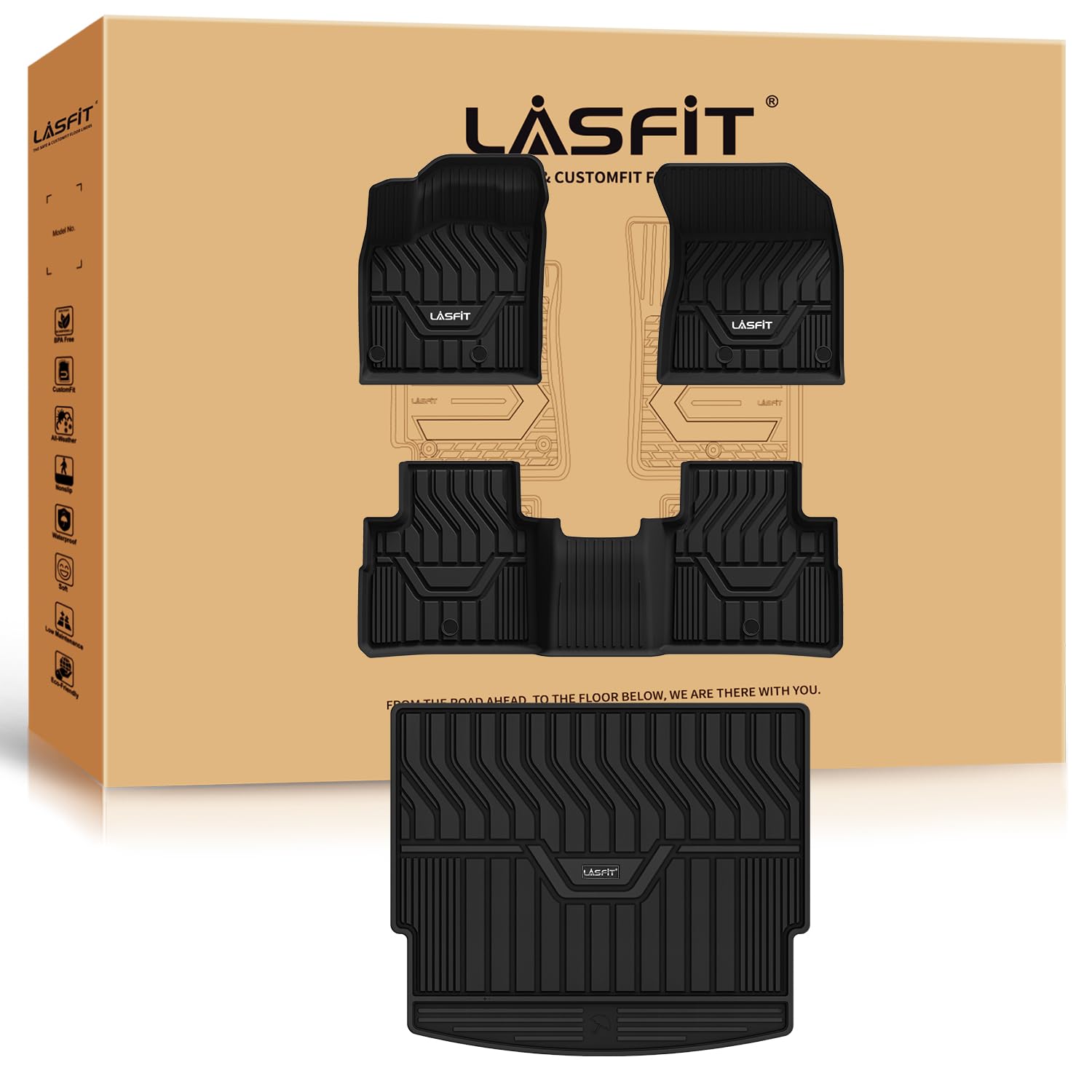 LASFIT Nissan Rogue floor mats full set with custom fit protects interior for 2021-2026