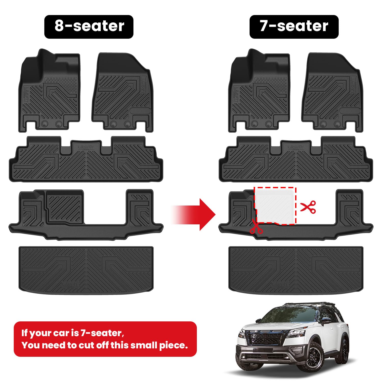 LASFIT Pathfinder second-row mats highlight spill resistance and durability.