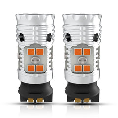LASFIT PWY24W turn signal bulbs emit bright amber glow for clear signaling
