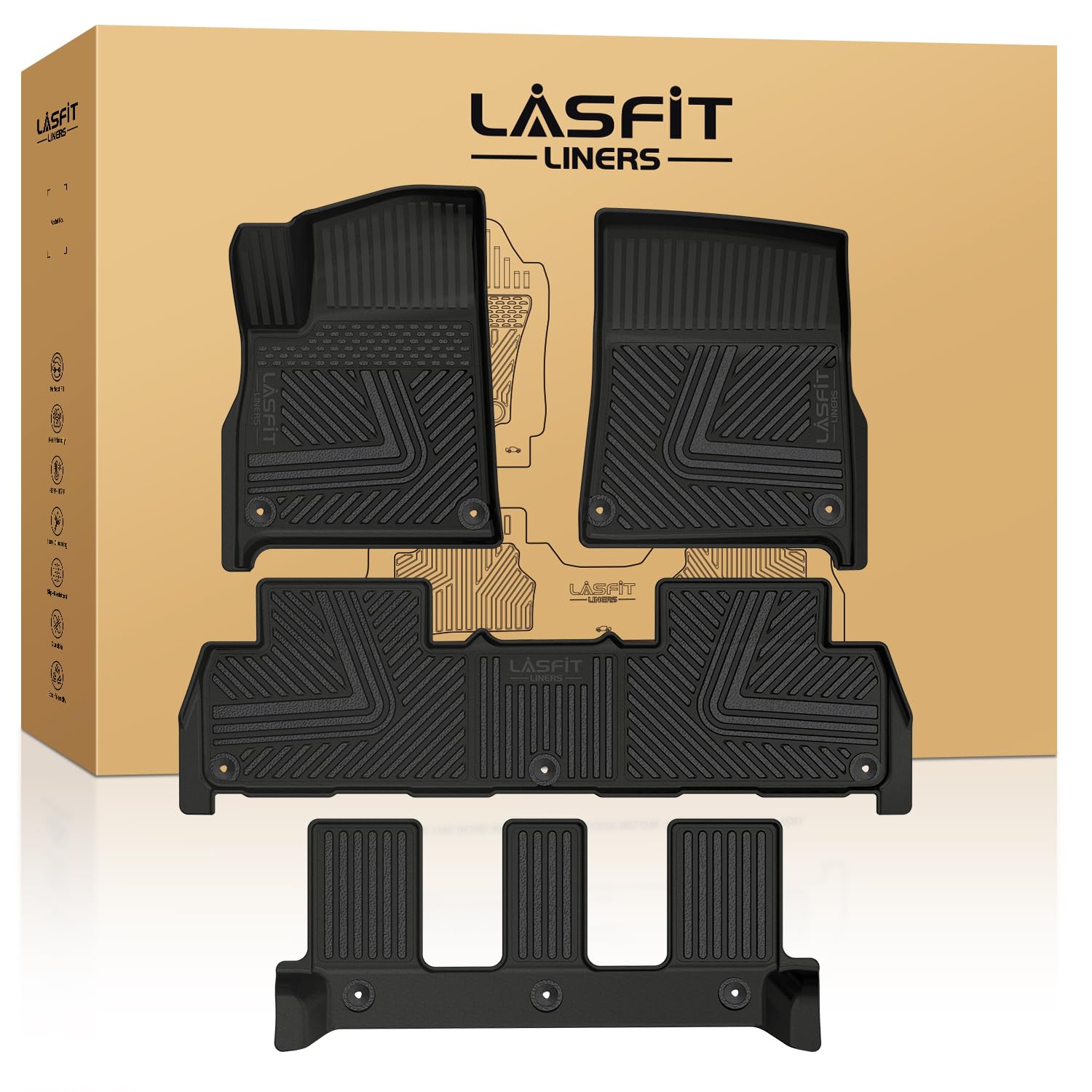 LASFIT Rivian R1S front row floor mats with precise all-weather protection.
