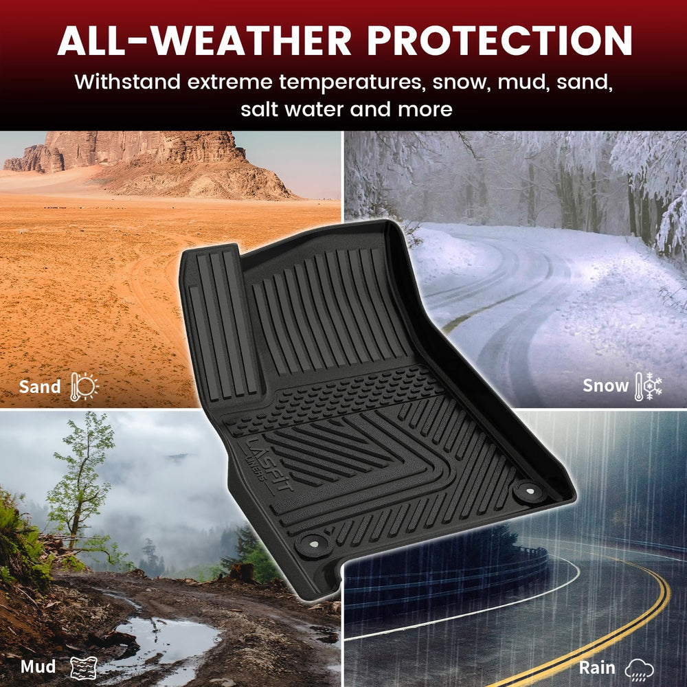 LASFIT Rivian R1S second row floor mats covering the cabin.