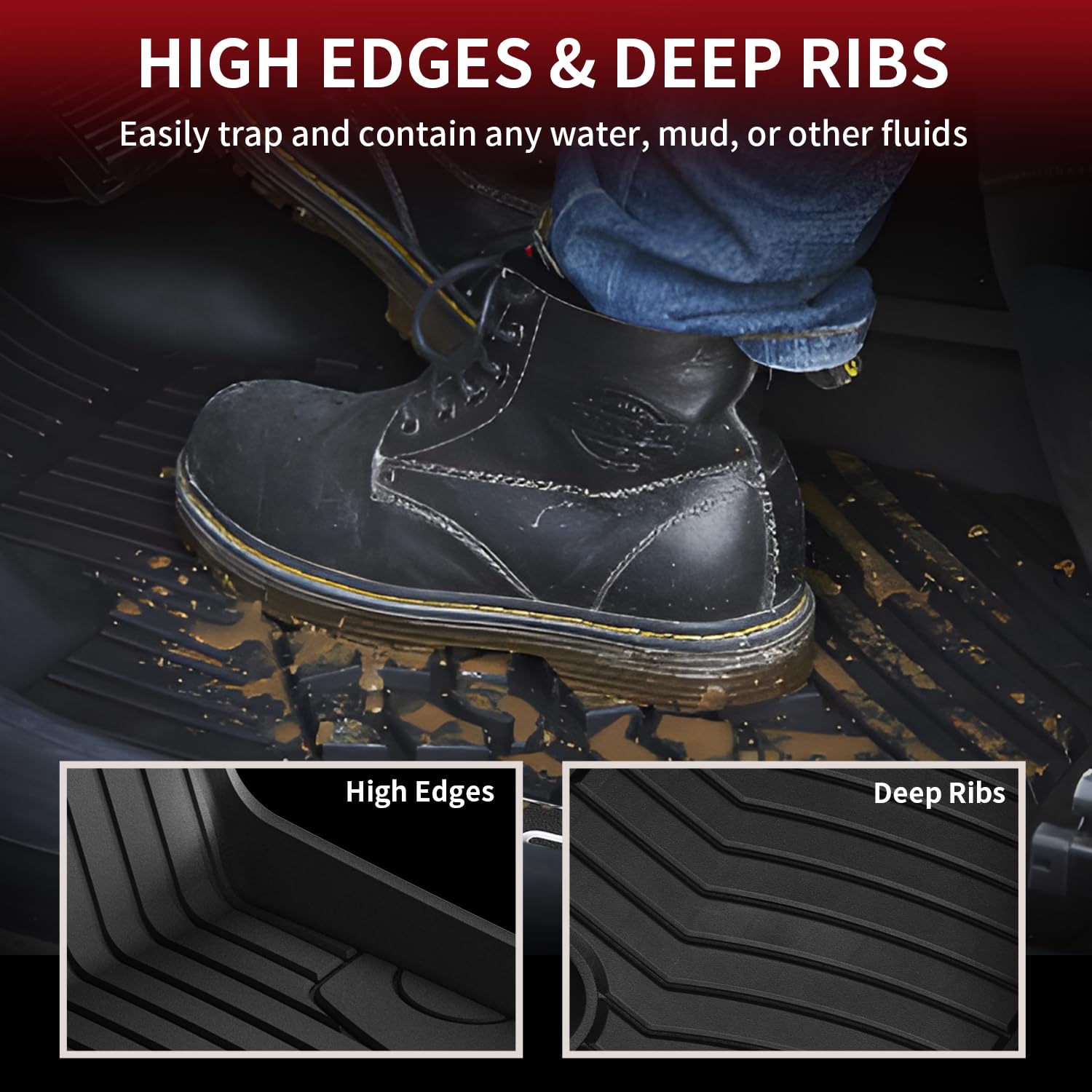 Raised edge design traps spills and makes cleaning quick.