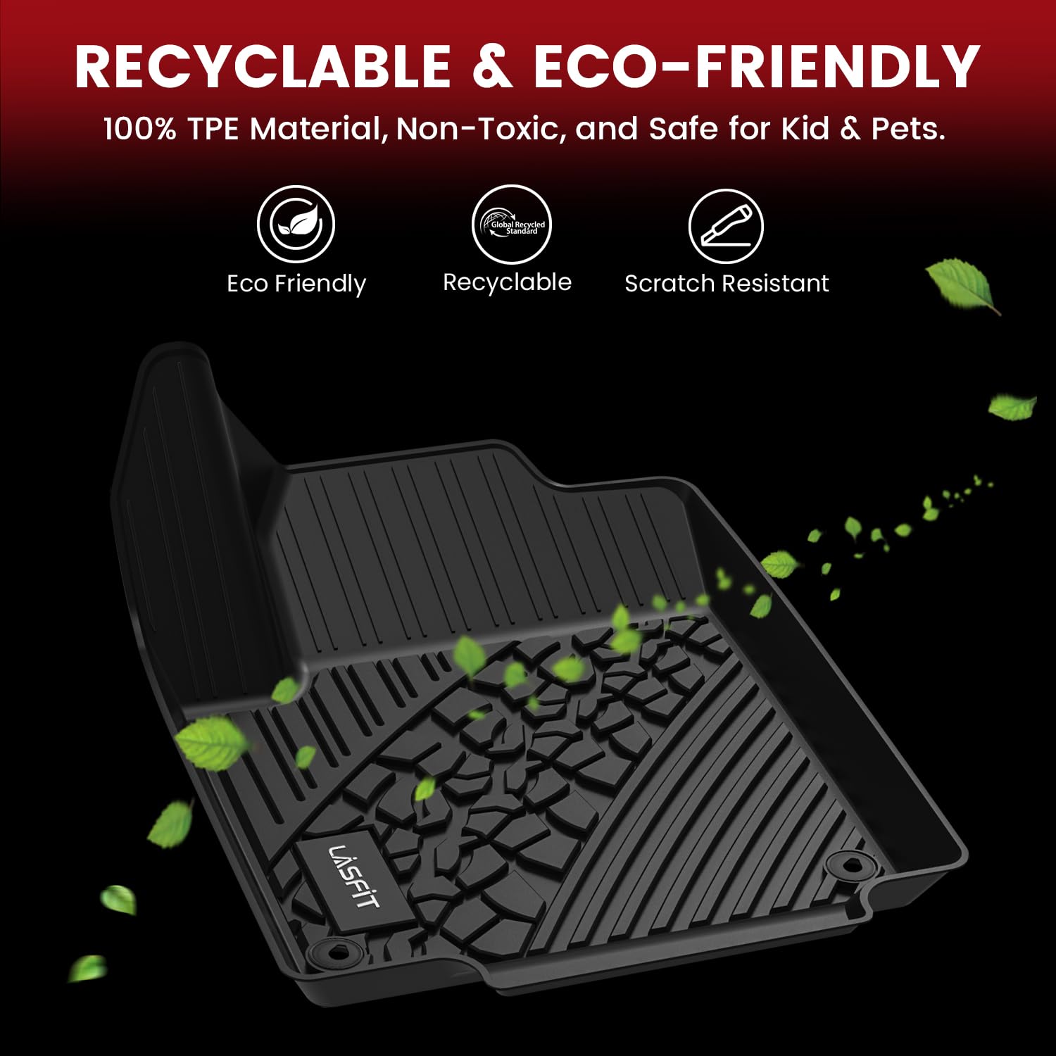 LASFIT subwoofer-friendly floor liner stays in place during driving