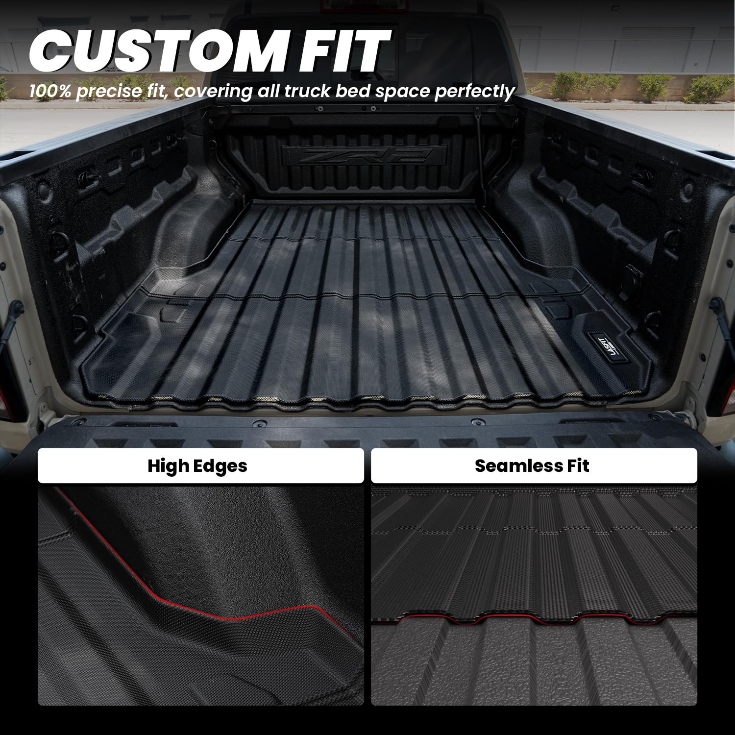 LASFIT bed mat raised edges keeps spills contained in Colorado Canyon