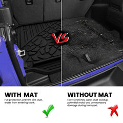 LASFIT all-weather trunk liner for Jeep Wrangler JL adds easy cleaning and durable protection.