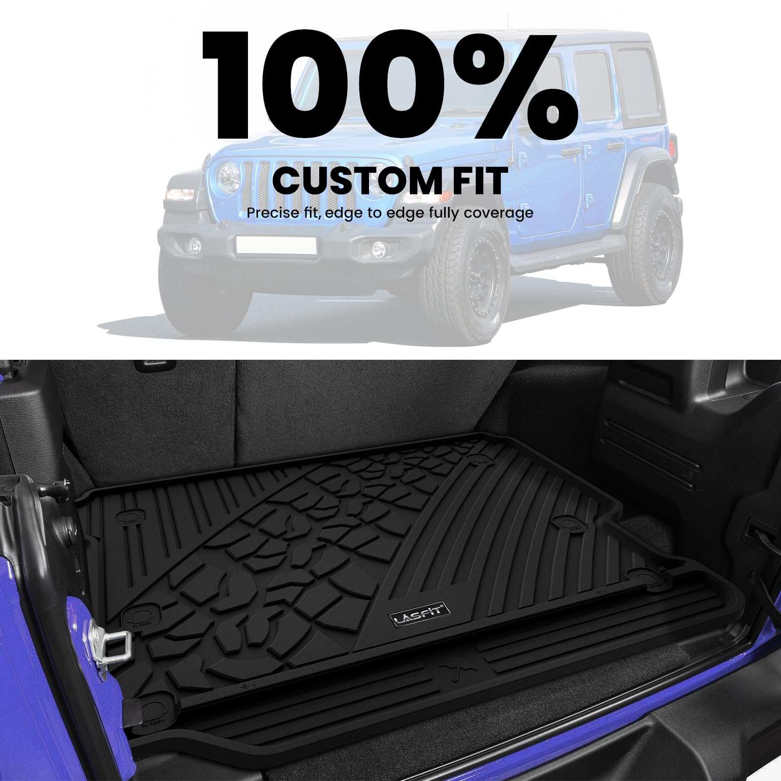 LASFIT trunk mat without subwoofer compatibility keeps cargo space organized.