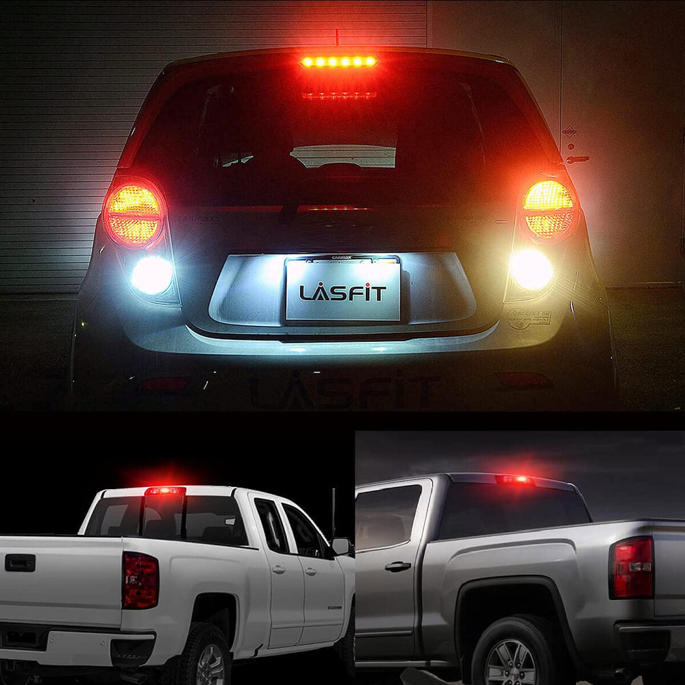 LASFIT two-pack 921 red LEDs for reliable CHMSL upgrade.