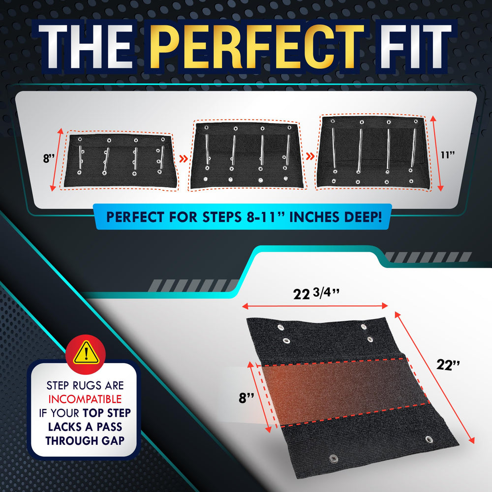 LATCH.IT 23-inch wide RV step rug ready for various depths