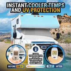 LATCH.IT windshield cover for Ford E-450 includes carry bag for storage.