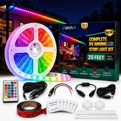 Latch.it 20ft RV awning LED strip for vibrant exterior lighting.