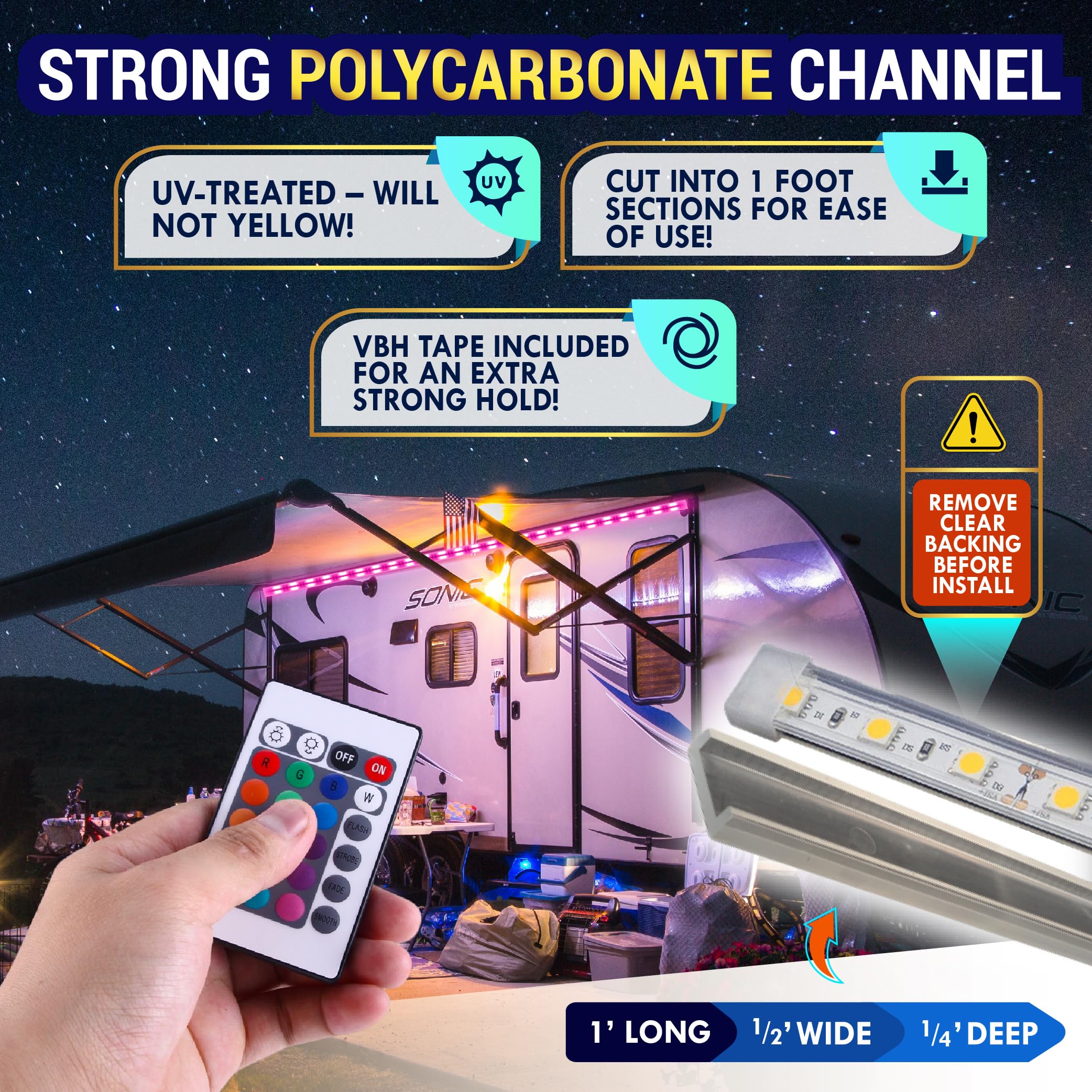Latch.it silicone tube in polycarbonate channel protects LEDs in harsh weather.