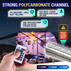 Latch.it silicone tube in polycarbonate channel protects LEDs in harsh weather.