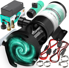 LATCH.IT RV Macerator Pump front view shows compact design for convenient on-site dumping.