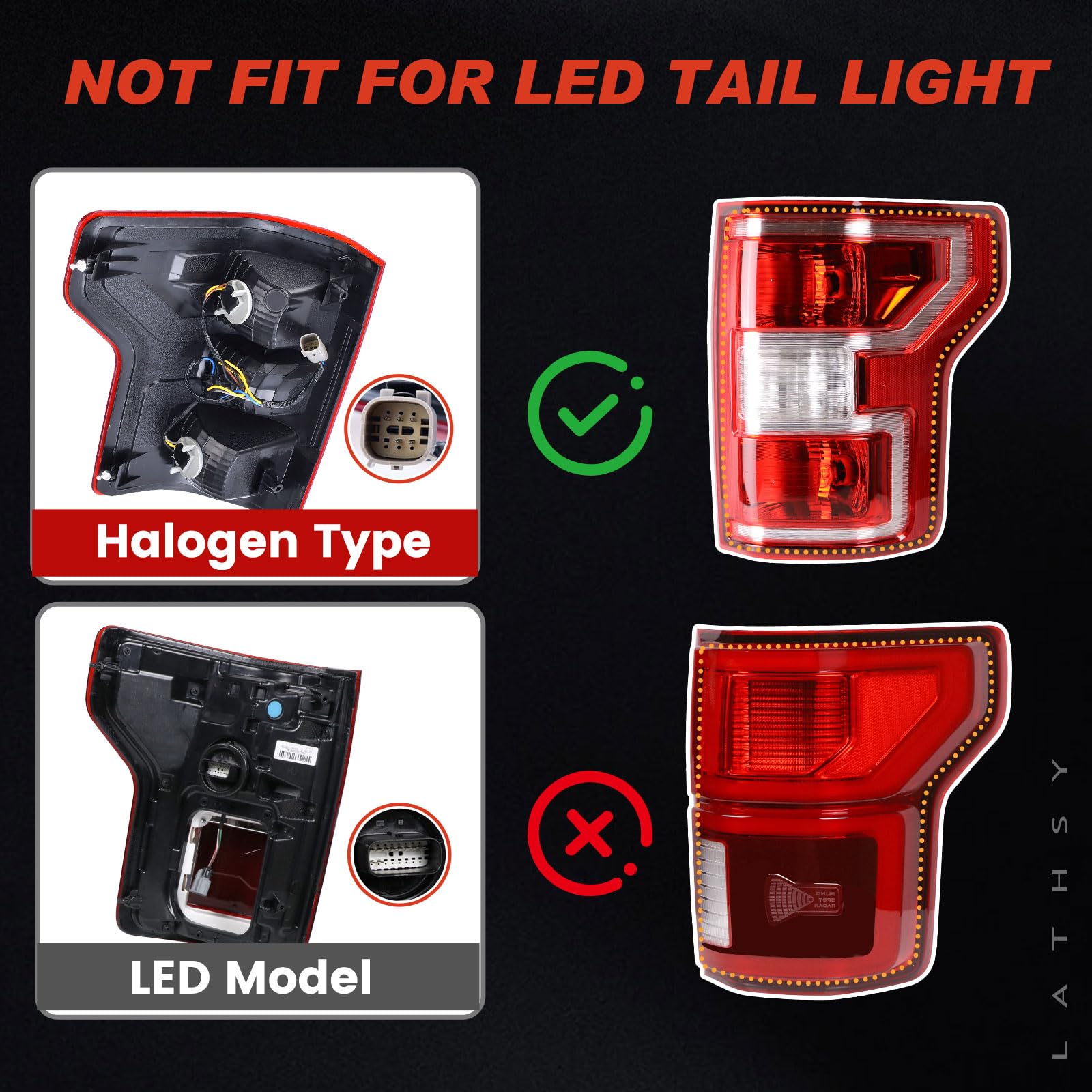 Lathsy tail light back-right assembly with durable seal.